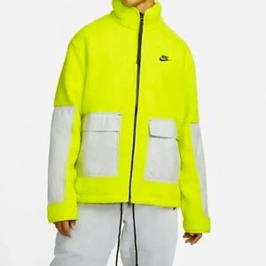 Nike Sportswear Sherpa Fleece Volt Oversized Coat Men's Size Large DD5021-345